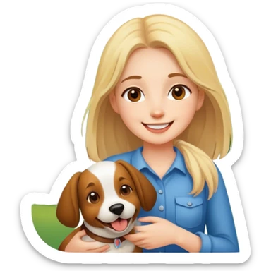 happy girl with dog outdoors sticker