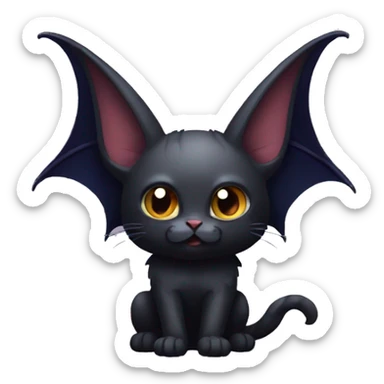 Black-Vampire-Batty-Cat-Fakémon-Cat With Bat-wings as ears  sticker