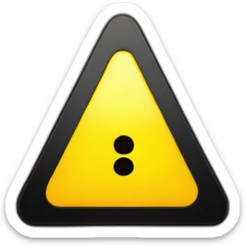 yellow triangular sign sign with black exclamation mark at an angle view sticker