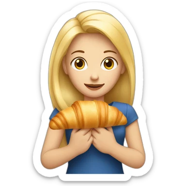 French Blond Girl Holding a Croissant sticker