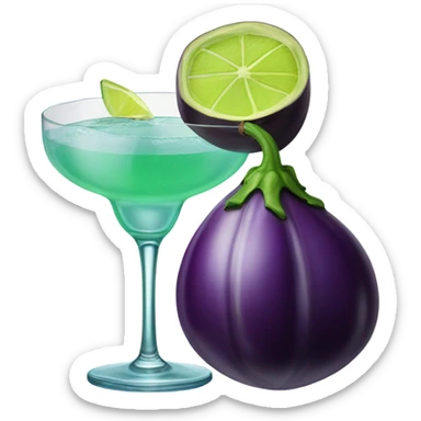 egg plant with a margarita sticker