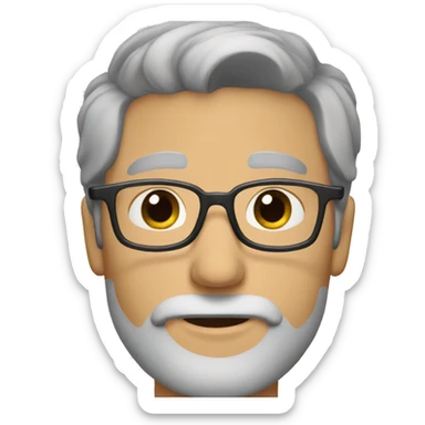 man grey hair brown eyes 3 days of beard with glasses sticker