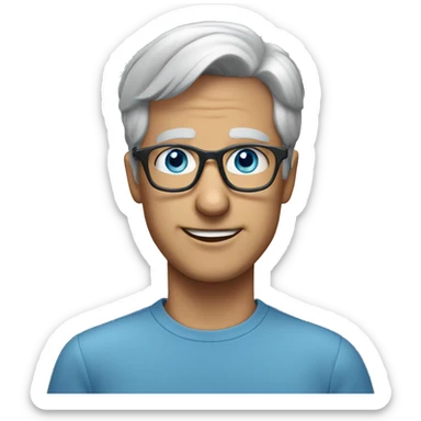 grey hair blue eyes with glasses sticker