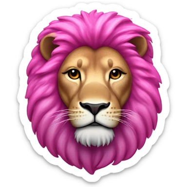 Hot Pink ombre full-body lion with glitter sticker