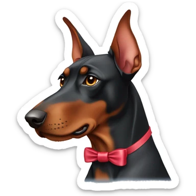 Red Doberman pinscher with bows sticker