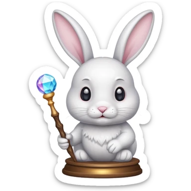 White bunny with wand and with crystal ball sticker