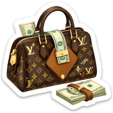 Louis Vuitton purse with dolars in the bag sticker