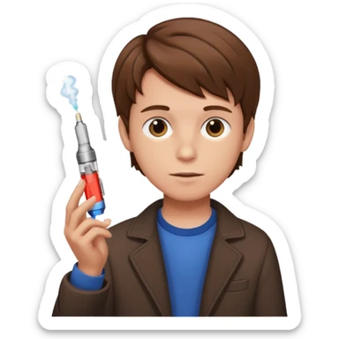 boy with brown hair holding vape  sticker