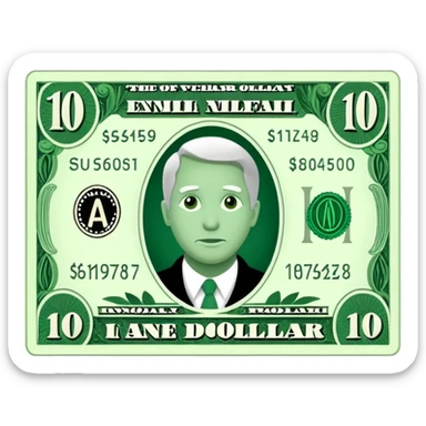 one 10 dollar bill flat ios emoji style version sticker