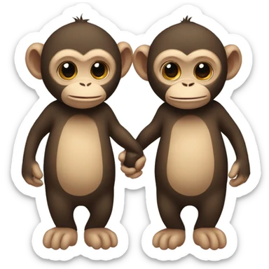 2 monkeys holding hands sticker