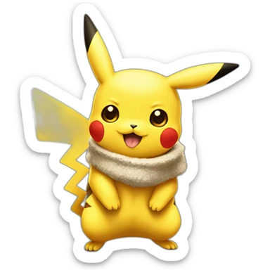 pikachu qui dessine avec de la peinture sticker