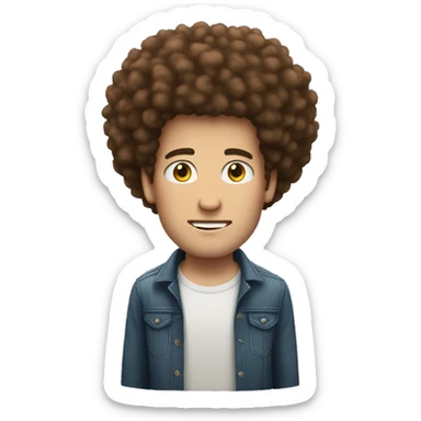 a white guy with a HUGE afro sticker