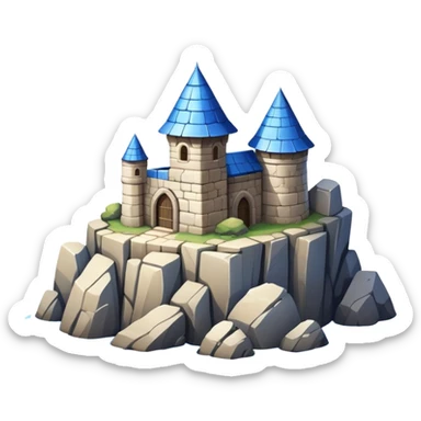 blue-roofed fortress on the rock sticker