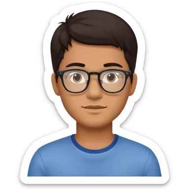 chico joven cabello marron oscuro con lentes estilo ios 18 sticker