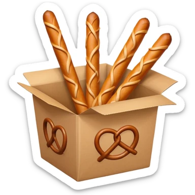 Pretzel sticks on food paper box sticker