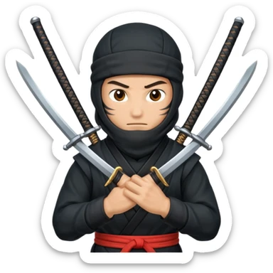 Ninja with two swords in two hands sticker