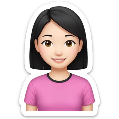 cute Asian girl with black straight hair sticker