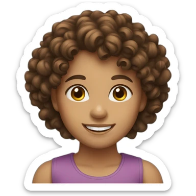 brown hair curly girl with a great smile sticker