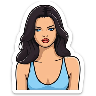 Adriana Lima, beautiful Brazilian supermodel with long dark hair and blue eyes sticker