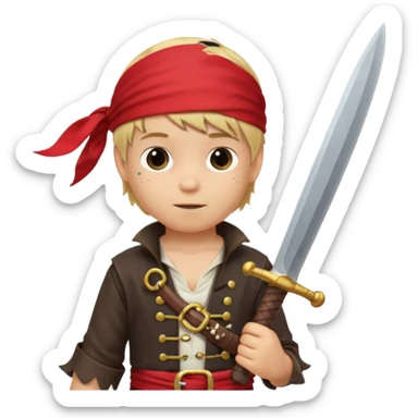 boy with blond hair that is dressed as a pirate sticker