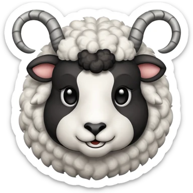 Black cute Sheep with Horns  sticker