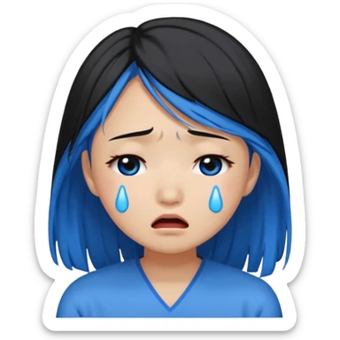 Asian girl crying more like this 😭 make the tears blue make the hair black sticker