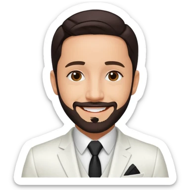 AJ McLean with white suit, dark brown hair sticker