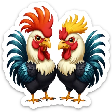 Dos gallos de pelea Peliando sticker