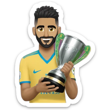 I want an emoji of the player Riyad Mahrez holding the African Cup sticker