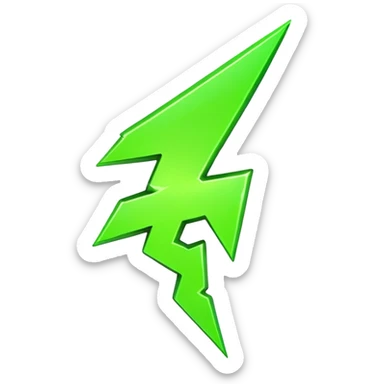 A single neon green lightning bolt emoji, glossy and smooth, vibrant neon green color, high detail, simple and cute design, isolated on white background, centered composition

 sticker