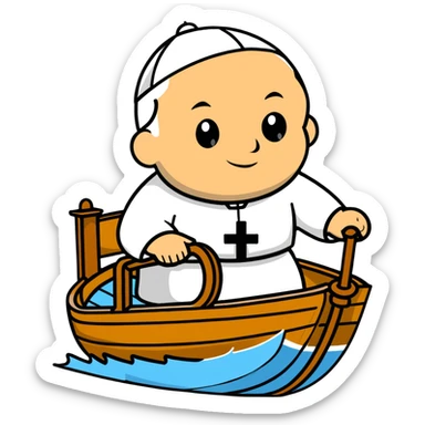 Pope John Paul II riding on a boat sticker