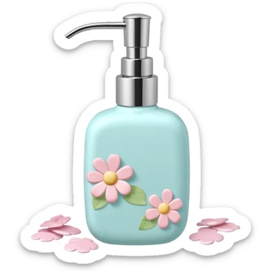 Pastel soap dispenser with pastel flower petals  sticker