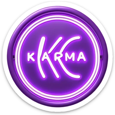 Violet neon sign with the word karma sticker