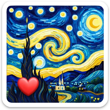 Vangogh starry night heart sticker