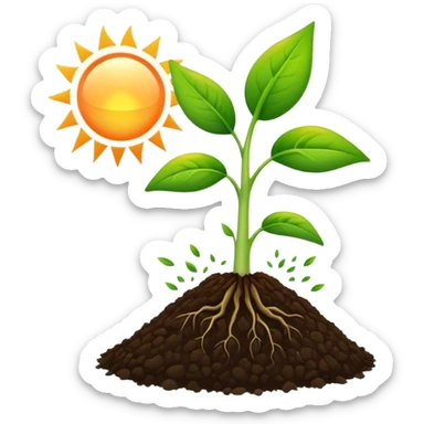 new beginning or start of a course with sprouting seed or sunrise sticker