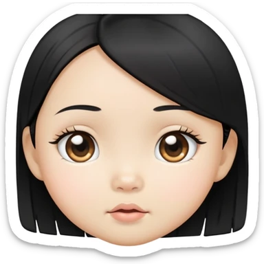 close up toddler girl face, Asian eyes, light skin, straight black hair sticker
