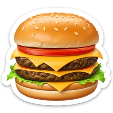 short, single patty cheeseburger with classic toppings sticker