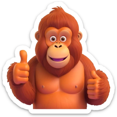 a cool orangutan giving a thumbs up, confident and friendly sticker
