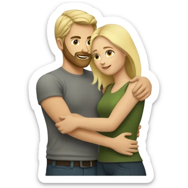 blonde woman long hair, hugging a blonde man with beard. he short hair sticker