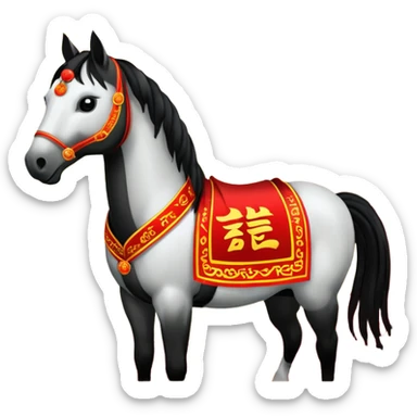 Chinese new year 马，我要有新年气氛的… 背景可以加屋子等吗… 可以加 新年快乐 2026 字眼吗 sticker