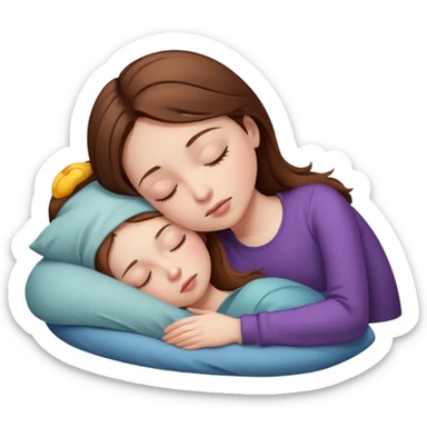 Girl brown hair long sleep  sticker