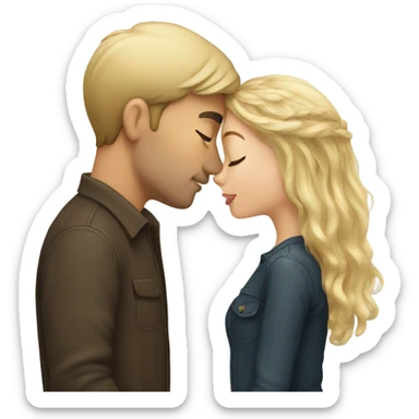 brown hair girl kissing blonde hair man sticker
