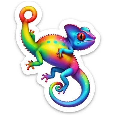 dabbing rainbow chameleon  sticker