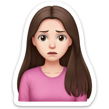 Very long hair Brunette with white skin worried with pink shirt  sticker