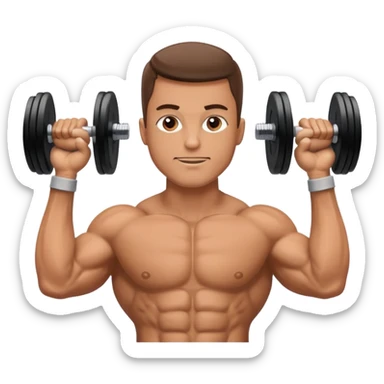 guy working out arms weights  sticker