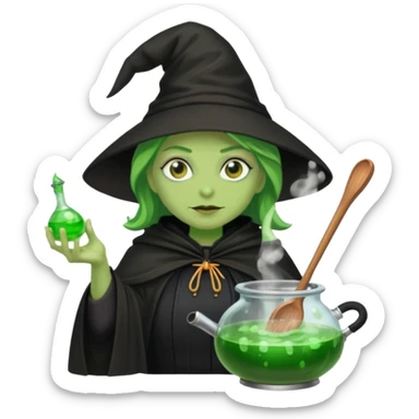 green witch cooking potion sticker