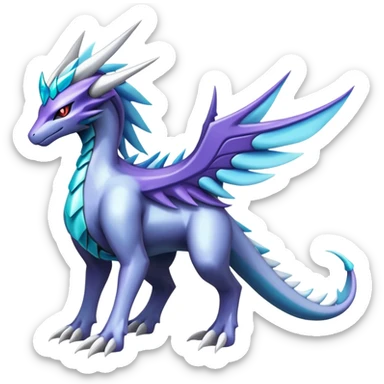  cool edgy shiny colorful godly ethereal Dialga-Suicune-Fakemon full body sticker