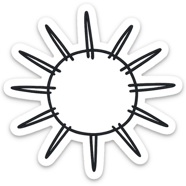 Sea urchin illustration in a clean, hand-drawn style with red lines, minimal design, no text, transparent background, with a rounder body, matching the style of the reference logo. sticker