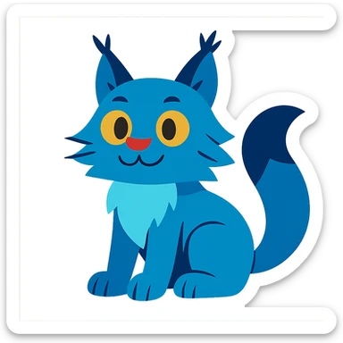 cartoon blue kopik, sitting, fluffy tail sticker
