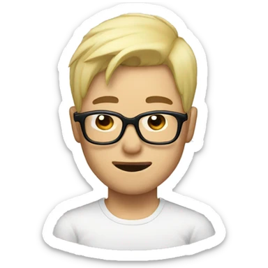 blonde hair asian men with glasses sticker